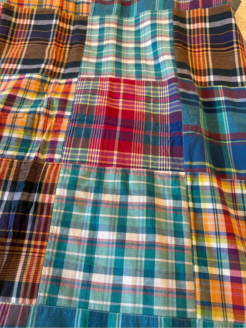 Vintage Ralph Lauren Home Madras Patchwork Plaid Cotton Shower Curtain